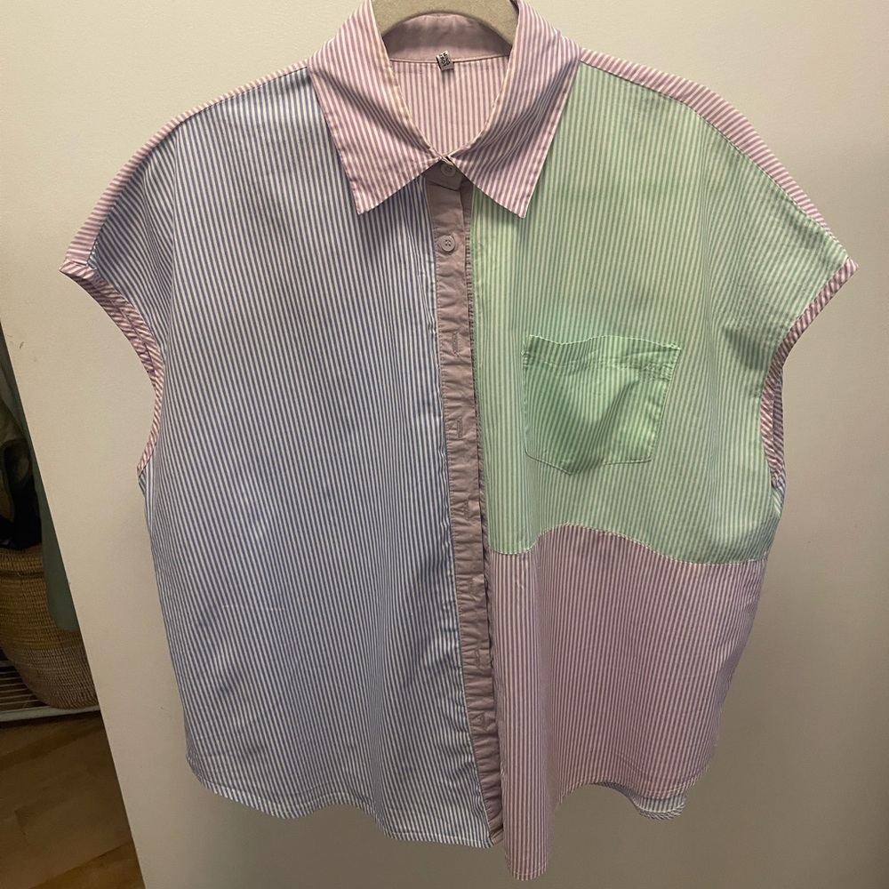 Striped Colorblock Sleeveless Shirt